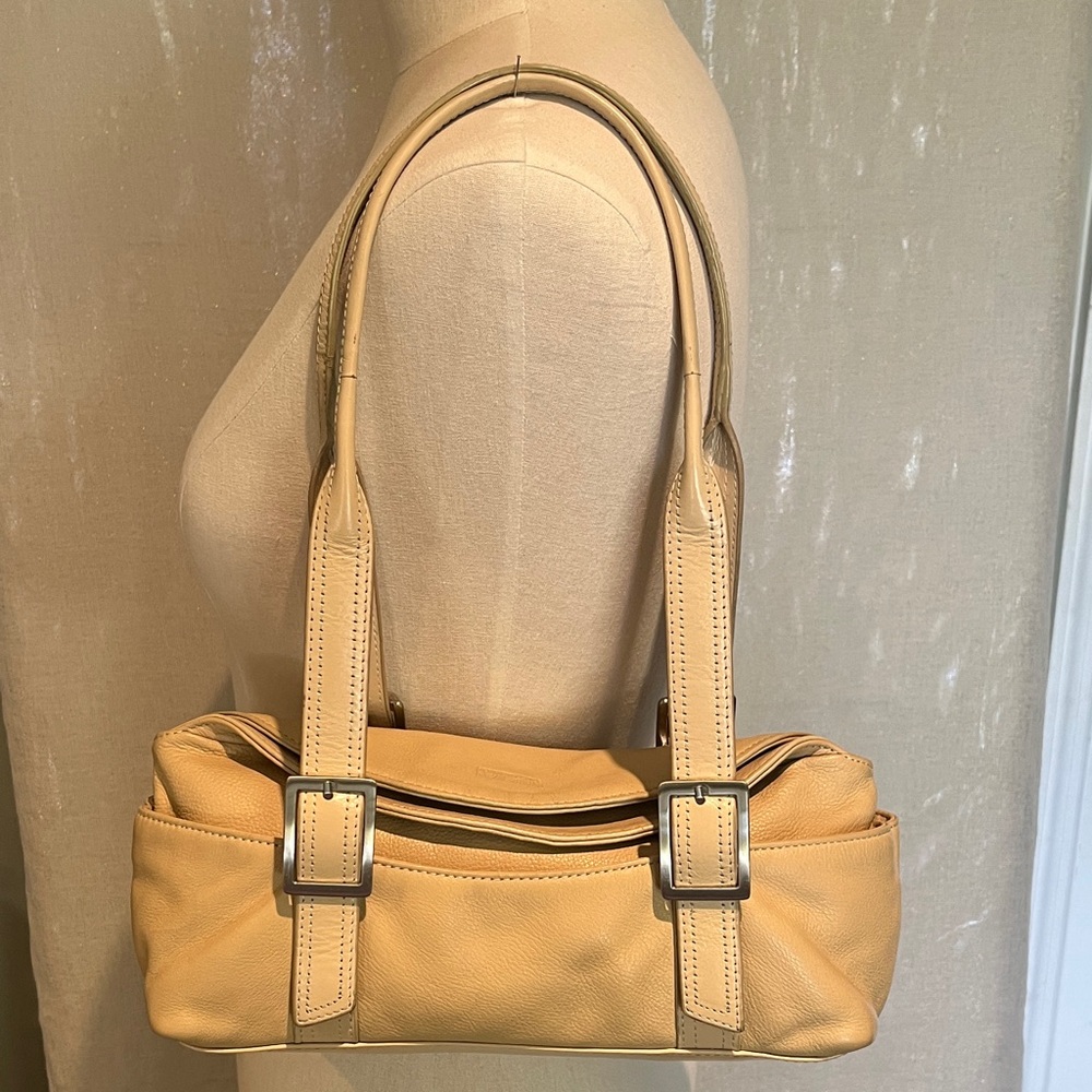Classic Beige Baguette Shoulder Bag for Women - Soft Leather